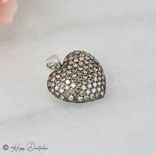 Pendentif Pendentif cœur en or blanc 585 avec diamants 58 Facettes 2560