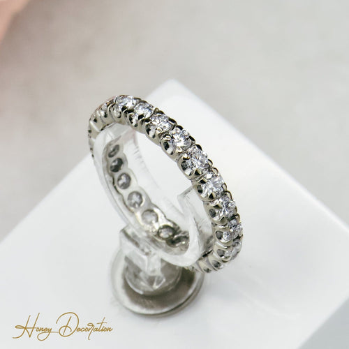 Bague 50 Bague mémoire en or blanc 750 et 22 diamants 58 Facettes 2525