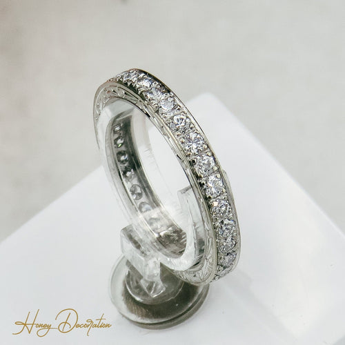 Bague 53 Bague alliance mémoire - Bague en or blanc 14K et diamants 58 Facettes 2497