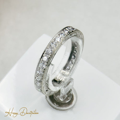 Bague 53 Bague alliance mémoire - Bague en or blanc 14K et diamants 58 Facettes 2497