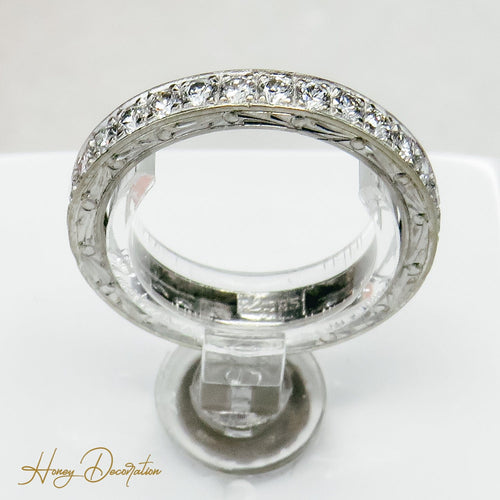 Bague 53 Bague alliance mémoire - Bague en or blanc 14K et diamants 58 Facettes 2497