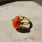 Bague 59 Bague en or 585 avec corail et diamants taille brillant 0,20 ct 58 Facettes 2659