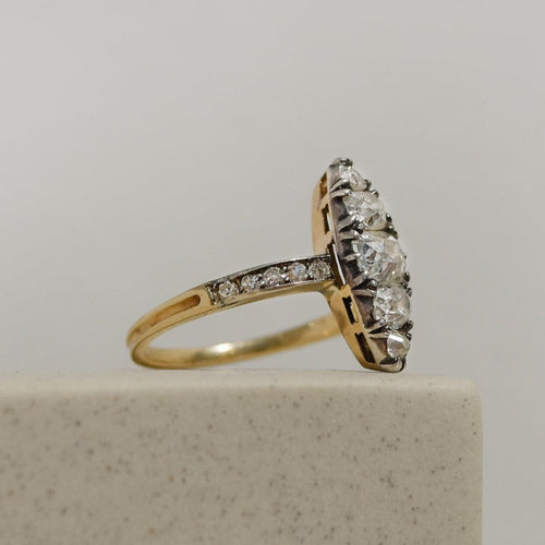 Bague 54 Bague navette édouardienne en or jaune 585 et diamants 58 Facettes 2919