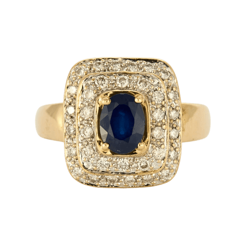 Bague 55 Bague or jaune, saphir et diamants 58 Facettes