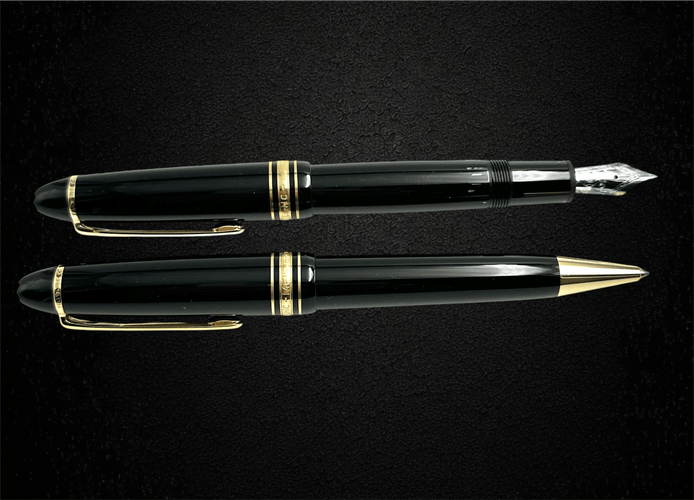 Montblanc Meisterstück - Set stylo-bille et stylo-plume plaqué or 58 Facettes