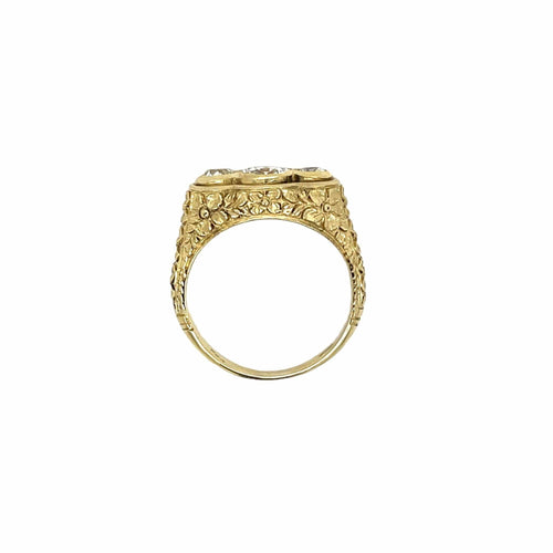 Bague 51 Bague trois pierres gravée en or 18 carats avec diamants 58 Facettes