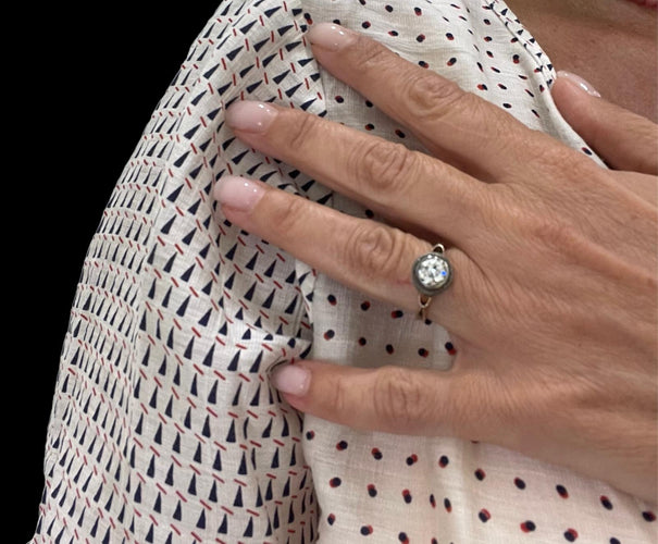 Bague Belle Époque - Bague de fiançailles en or rose 18 carats et diamant 58 Facettes