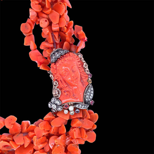 Collier Sciacca - Collier victorien multi-rangs en or 18 carats, diamants et saphirs 58 Facettes
