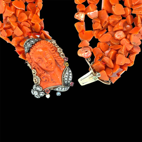 Collier Sciacca - Collier victorien multi-rangs en or 18 carats, diamants et saphirs 58 Facettes