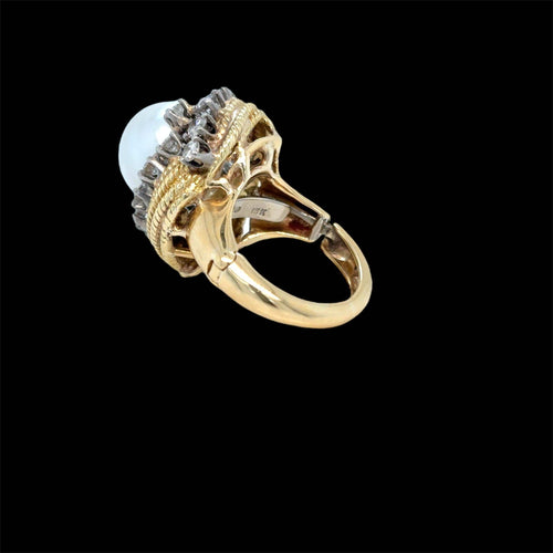 Bague 46 David Webb - Bague turban en or jaune 18k, perle des mers du Sud et diamants 58 Facettes