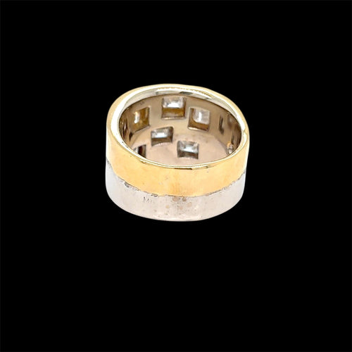 Bague 55 Faraone Gioielli - Bague bandeau en or jaune et blanc 18 kt et diamants 58 Facettes