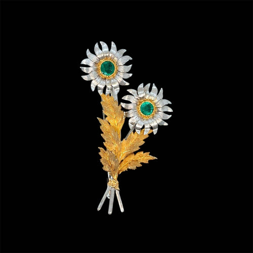 Broche Mario Buccellati - Broche Tournesols en or 18K et émeraudes 58 Facettes
