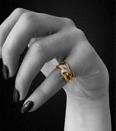 Bague Bague italienne en or jaune 18 carats et diamants 58 Facettes