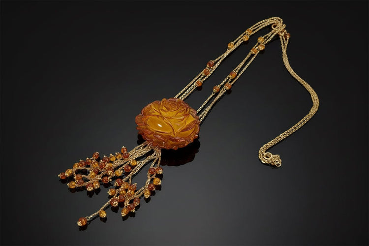 Collier Collier multifils avec pendentif en or 18 carats et ambre 58 Facettes