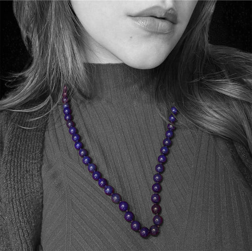 Collier Collier - 61 perles de lapis-lazuli et fermoir en or jaune 18 carats 58 Facettes