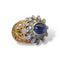 Bague 50 Bague dôme saphir cabochon en or jaune 18k et diamants 58 Facettes