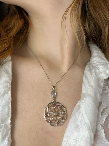 Pendentif Pendentif XIXe siècle - Pendentif circulaire avec diamants taille rose 58 Facettes
