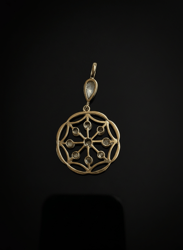 Pendentif Pendentif XIXe siècle - Pendentif circulaire avec diamants taille rose 58 Facettes