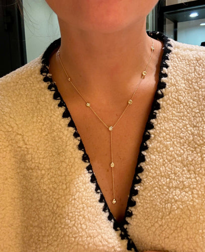 Collier Collier Tie en or blanc 18k et diamants 58 Facettes