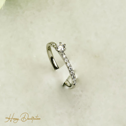 Bague 52.5 Bague halo en platine 950 avec brillants 0,30 ct 58 Facettes 2821