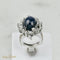 Bague 53.5 Bague en or blanc 750 avec saphir étoilé 15 ct et diamants 58 Facettes 1864