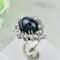 Bague 53.5 Bague en or blanc 750 avec saphir étoilé et diamants 58 Facettes 1864