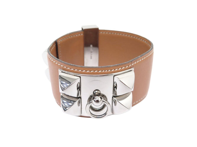 Bracelet vintage bracelet HERMES collier de chien medor en cuir camel 19-21cm 58 Facettes 273011