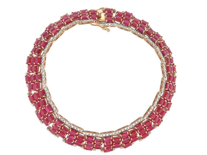 Bracelet Michael Christoff - Bracelet style tapis en or rose 14k rubis et diamants 58 Facettes 269285
