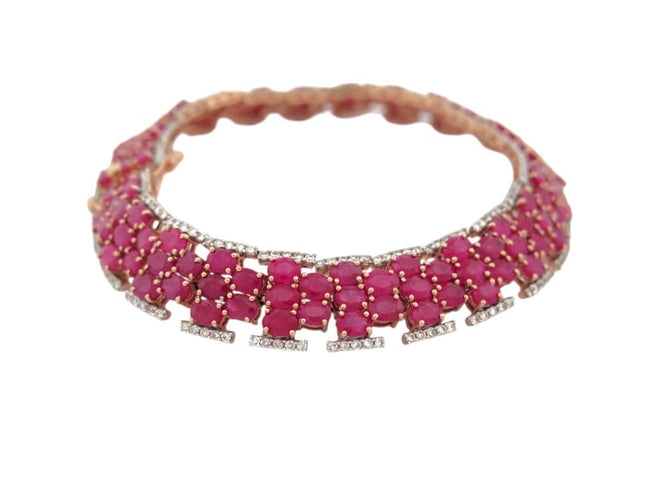 Bracelet Michael Christoff - Bracelet style tapis en or rose 14k rubis et diamants 58 Facettes 269285
