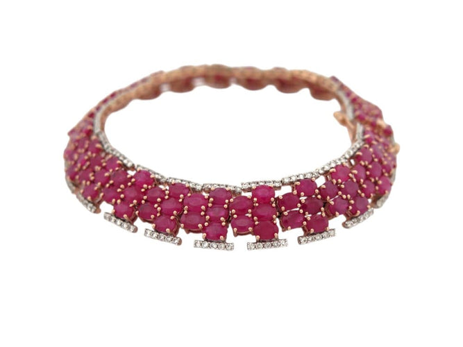 Bracelet Michael Christoff - Bracelet style tapis en or rose 14k rubis et diamants 58 Facettes 269285