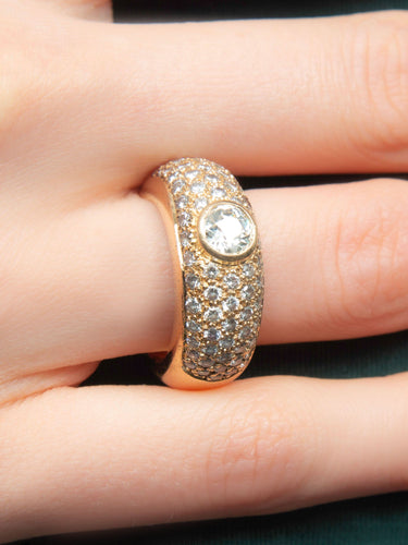 Bague 51 Bague jonc pavée en or jaune 18k et diamants 58 Facettes 130055