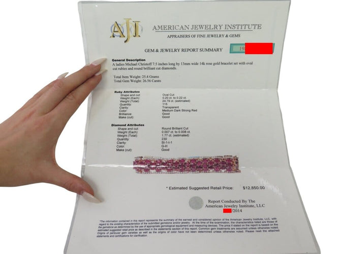 Bracelet Michael Christoff - Bracelet style tapis en or rose 14k rubis et diamants 58 Facettes 269285