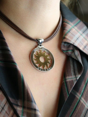 Collier Bvlgari Tondo Sun - Collier en or jaune 18k et acier 58 Facettes 1CA0000035/1