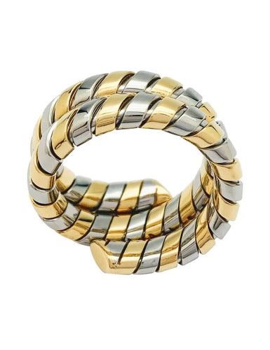 Bague Bulgari Serpenti Tubogas - Bague en or jaune 18k et acier 58 Facettes