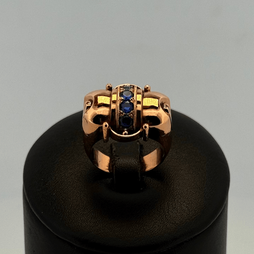 Bague 55 Bague sertie en or jaune 18 carats avec pierres bleues 58 Facettes 250038