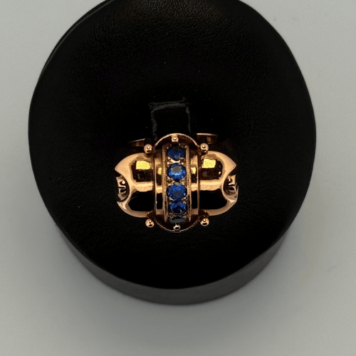 Bague 55 Bague sertie en or jaune 18 carats avec pierres bleues 58 Facettes 250038