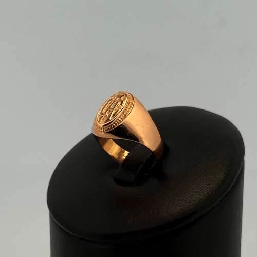 Bague 53 Bague chevalière gravée ovale en or jaune 18 carats, taille 53 58 Facettes 250050