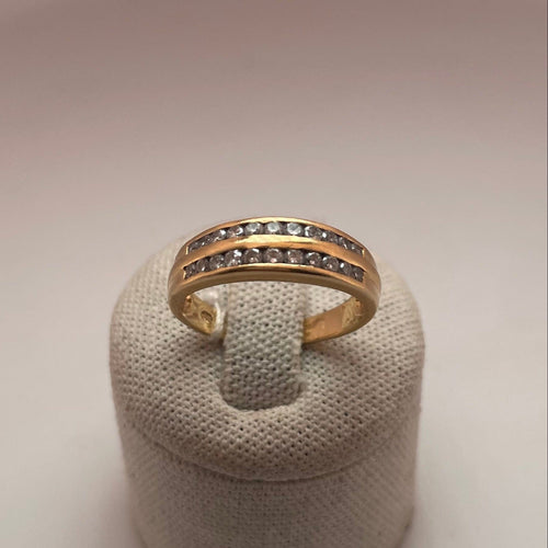 Bague 52 Bague double rangée en or jaune 18K et 22 diamants 0,44 ct 58 Facettes 250155