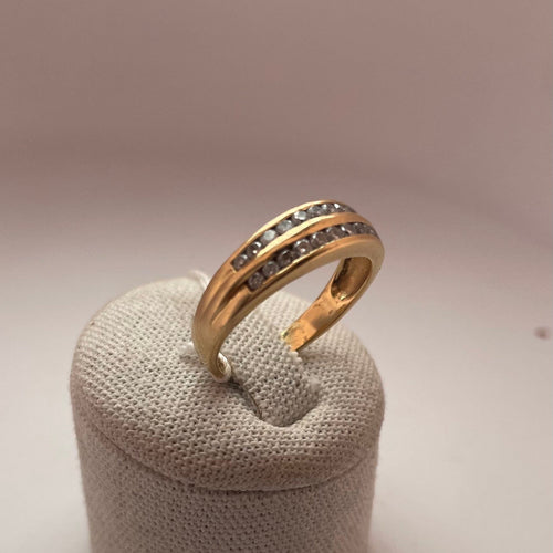 Bague 52 Bague double rangée en or jaune 18K et 22 diamants 0,44 ct 58 Facettes 250155