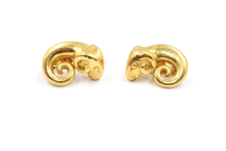 Boucles d'oreilles Zolotas - Boucles d’oreilles bélier en or jaune 22k 58 Facettes