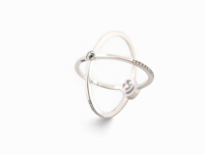 Bague 51 Gucci GG Running - Bague 7 mm en or blanc 18k et diamants, t51 58 Facettes 271885