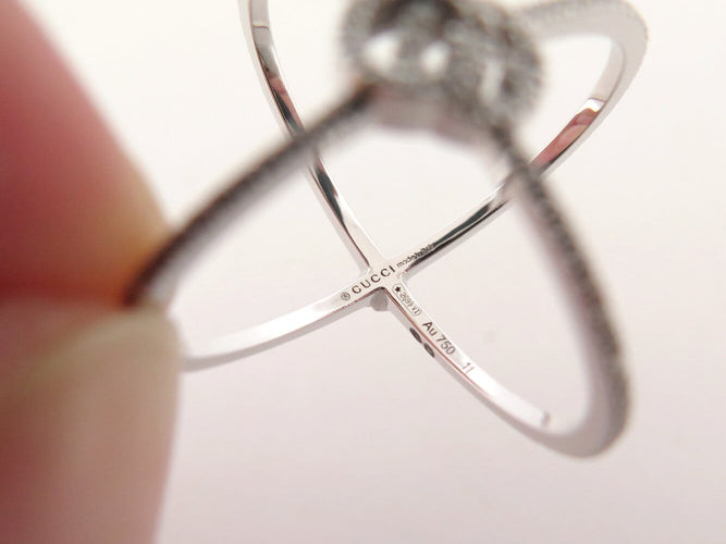Bague 51 Gucci GG Running - Bague 7 mm en or blanc 18k et diamants, t51 58 Facettes 271885