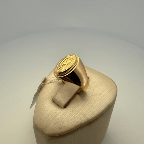 Bague 53 Bague chevalière gravée ovale en or jaune 18 carats, taille 53 58 Facettes 250050