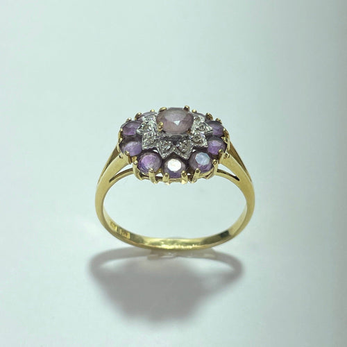 Bague 53 Bague en or jaune 18 carats avec améthyste, taille 53 58 Facettes 250230