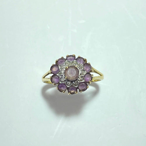 Bague 53 Bague en or jaune 18 carats avec améthyste, taille 53 58 Facettes 250230