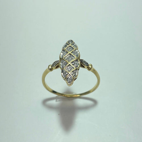 Bague 59 Bague marquise pavée en or jaune 18 carats et diamants 0,13 ct 58 Facettes 250278