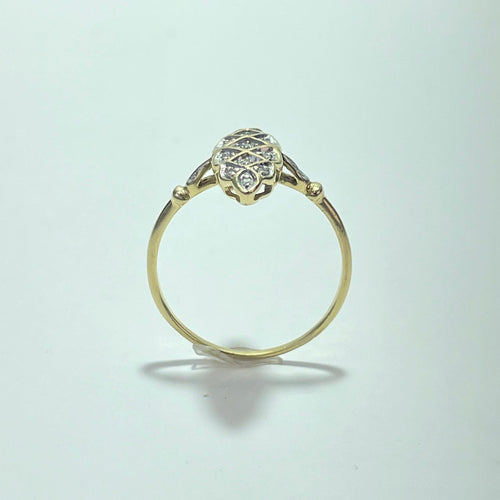 Bague 59 Bague marquise pavée en or jaune 18 carats et diamants 0,13 ct 58 Facettes 250278