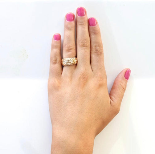 Bague Bvlgari Alveare - Bague bandeau en or jaune 18k et diamants 58 Facettes
