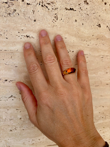 Bague 53 Bulgari Celtaura - Bague vintage en or jaune 18k et citrine 58 Facettes