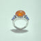 Bague 54 Bague en or blanc 18K avec opale de feu et diamants 0,42 ct 58 Facettes 250216